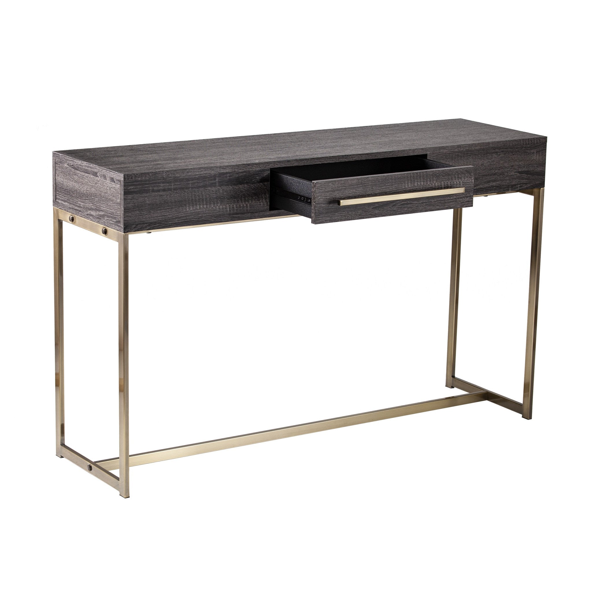 48" Gray and Gold Frame Console Table And Drawers-Console Tables-DECOROLALA