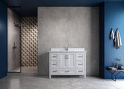 48" Hampton Grey Freestanding Bathroom Vanity with Engineered Calcutta Marble Countertop-Migration_Bathroom Vanities-DECOROLALA