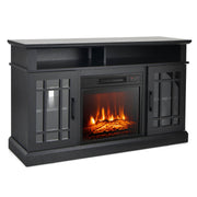 48 Inch Electric Fireplace TV Stand with Cabinets for TVs Up to 55 Inch-Black-Entertainment Centers & TV Stands-DECOROLALA