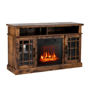 48 Inch Electric Fireplace TV Stand with Cabinets for TVs Up to 55 Inch-Brown-Entertainment Centers & TV Stands-DECOROLALA