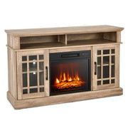 48 Inch Electric Fireplace TV Stand with Cabinets for TVs Up to 55 Inch-Natural-Entertainment Centers & TV Stands-DECOROLALA