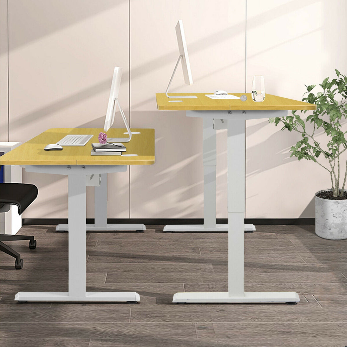 48-Inch Electric Standing Adjustable Desk with Control Panel and USB Port-Natural-Standing Desks-DECOROLALA
