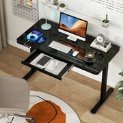48-Inch Height Adjustable Electric Standing Desk with Drawer-Black-Standing Desks-DECOROLALA