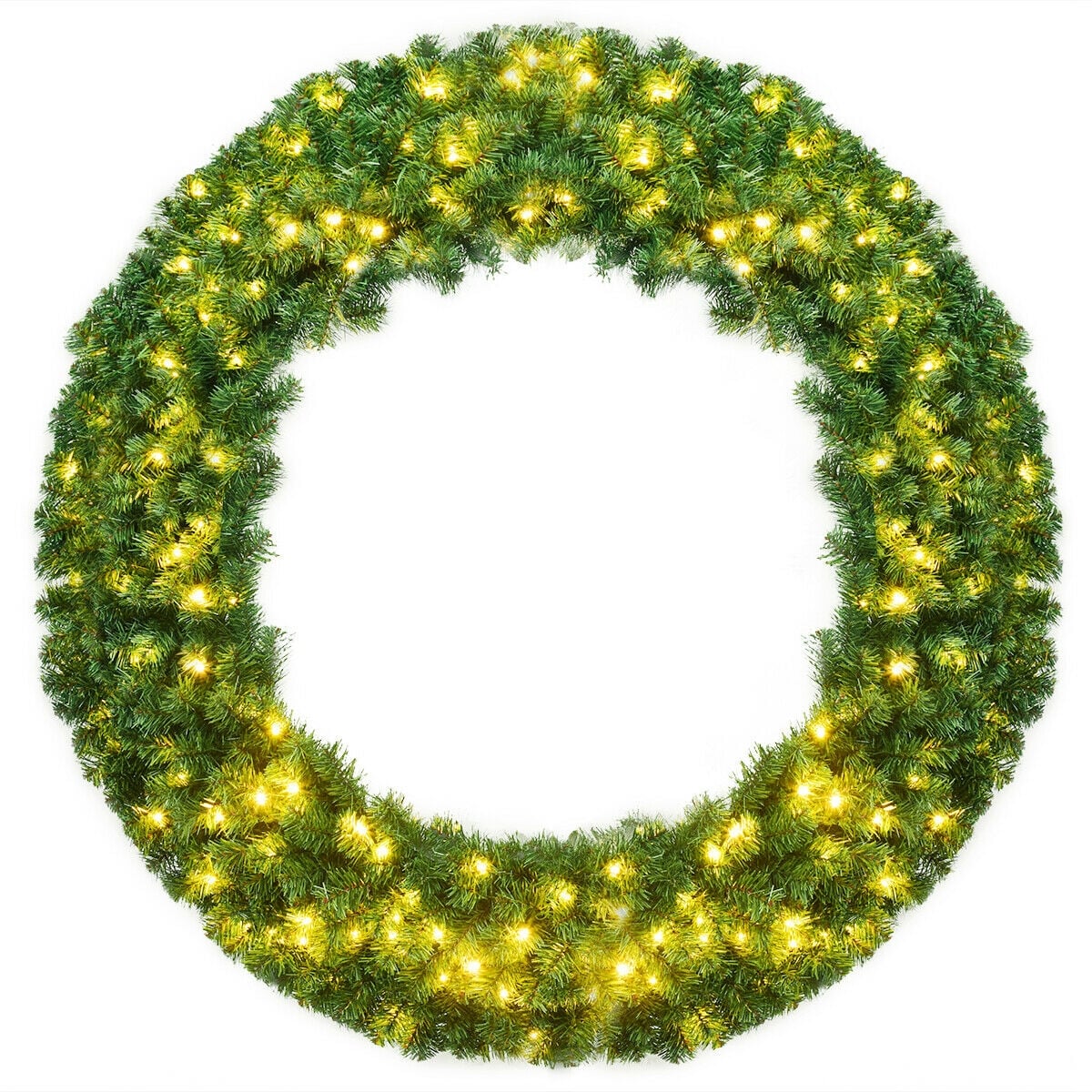 48 Inch Pre-lit Cordless Artificial Christmas Wreath-Christmas Decorations & Accessories-DECOROLALA