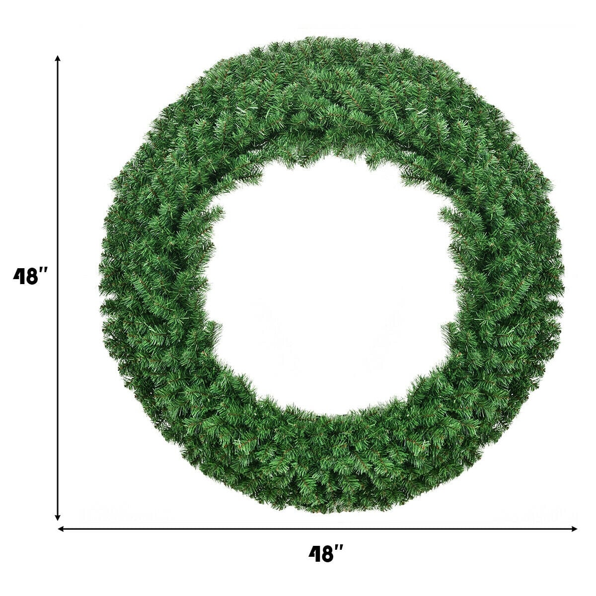 48 Inch Pre-lit Cordless Artificial Christmas Wreath-Christmas Decorations & Accessories-DECOROLALA