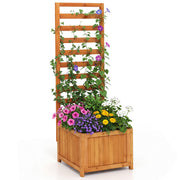 48 Inch Wood Raised Garden Bed with Trellis with Drainage Holes-Natural-Raised Garden Beds-DECOROLALA