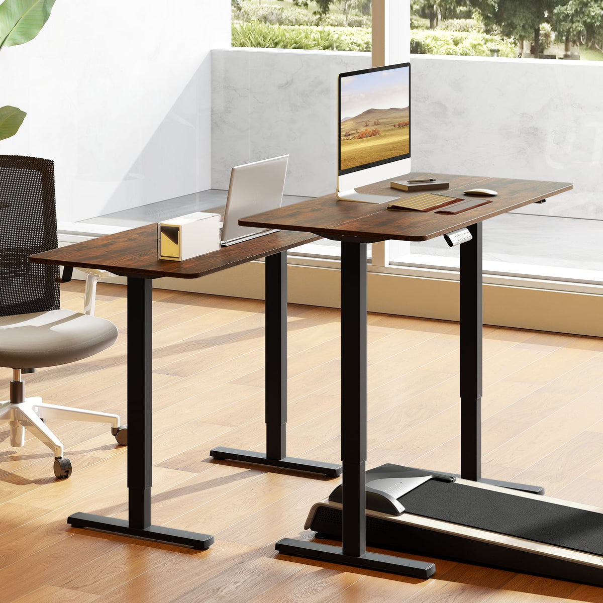 48 Inch x 24 Inch Ergonomic Electric Standing Desk with 3 Memory Settings for Home Office-Rustic Brown-Standing Desks-DECOROLALA