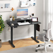 48 Inch x 24 Inch Height Adjustable Electric Standing Desk with 2 Drawers-Black-Standing Desks-DECOROLALA