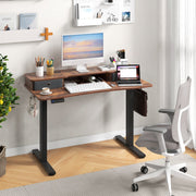 48 Inch x 24 Inch Height Adjustable Electric Standing Desk with 2 Drawers-Rustic Brown-Standing Desks-DECOROLALA