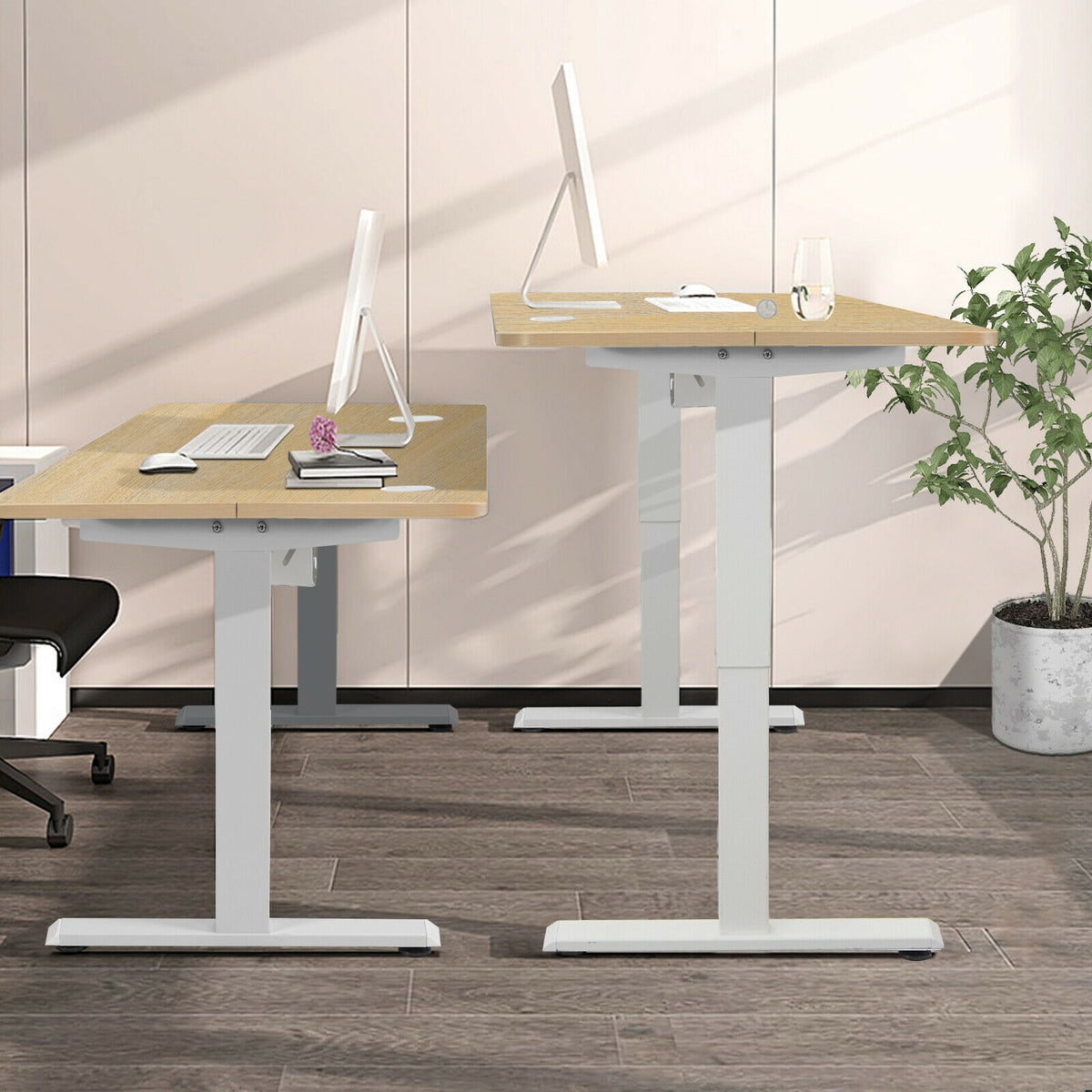 48 Inches Electric Standing Adjustable Desk with Control Panel and USB Port-Beige-Standing Desks-DECOROLALA