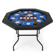 48" Foldable Octagon Poker Table - Padded Rails and 10 Cup Holders