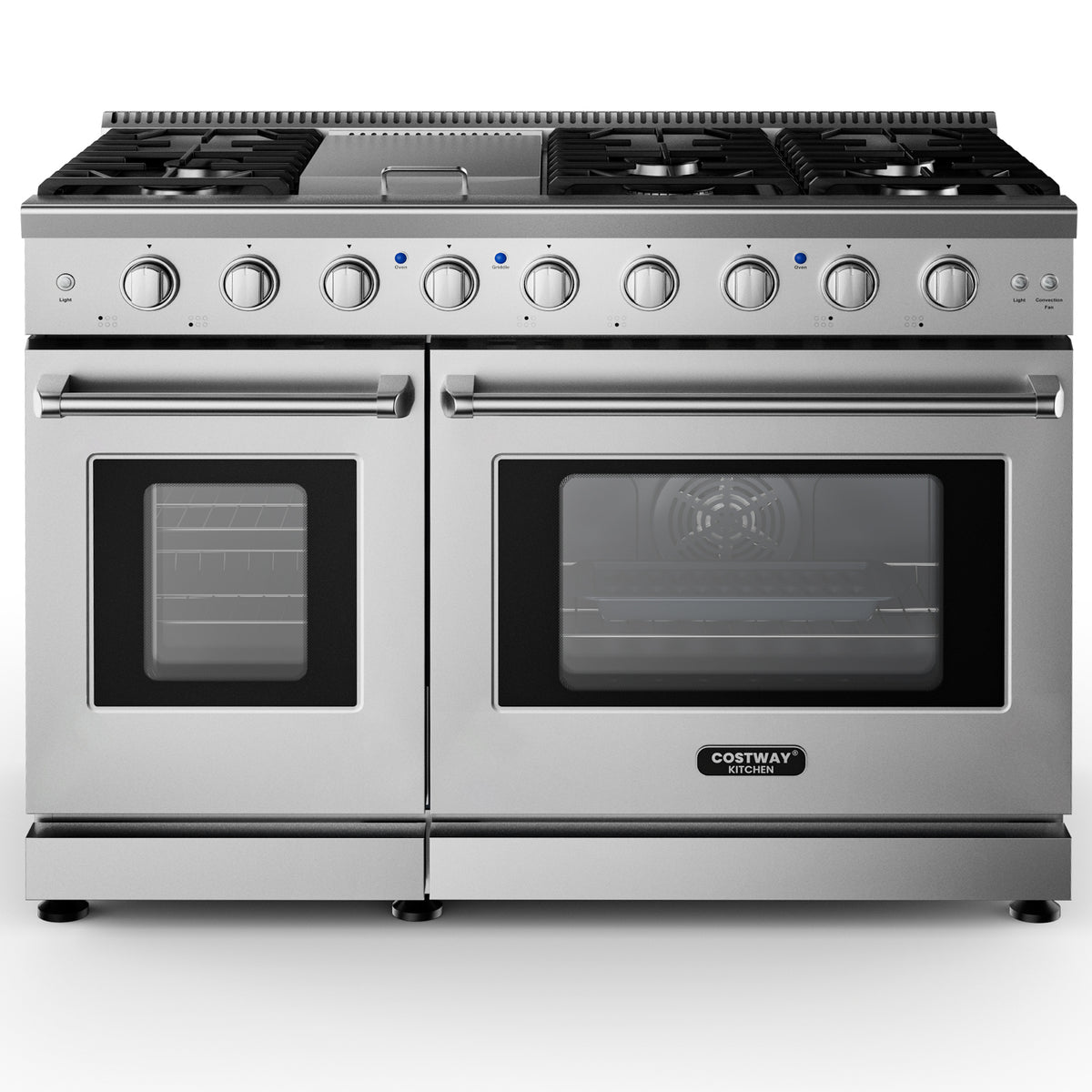 48 Inches Freestanding Natural Gas Range with 7 Burners Cooktop-Food Warmers & Burners-DECOROLALA