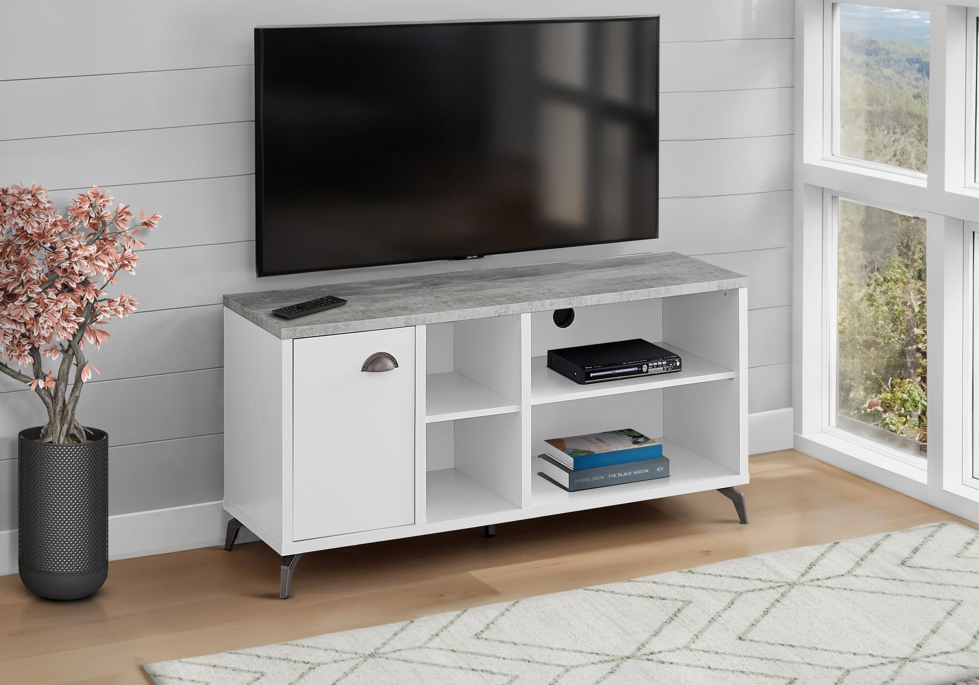 48" Industrial TV Stand with Storage - Grey Concrete-Tv Stand-DECOROLALA