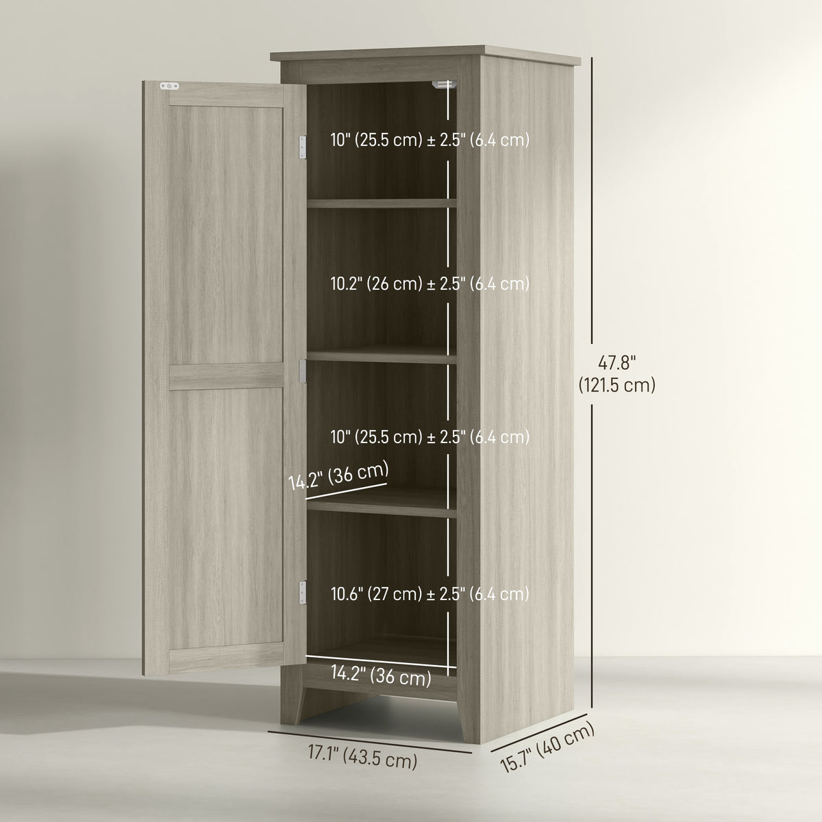 48" Kitchen Pantry Cabinet - Grey Wood Grain Barn Door-Home Furnishings > Storage & Organization > Kitchen Pantry Cabinets-DECOROLALA