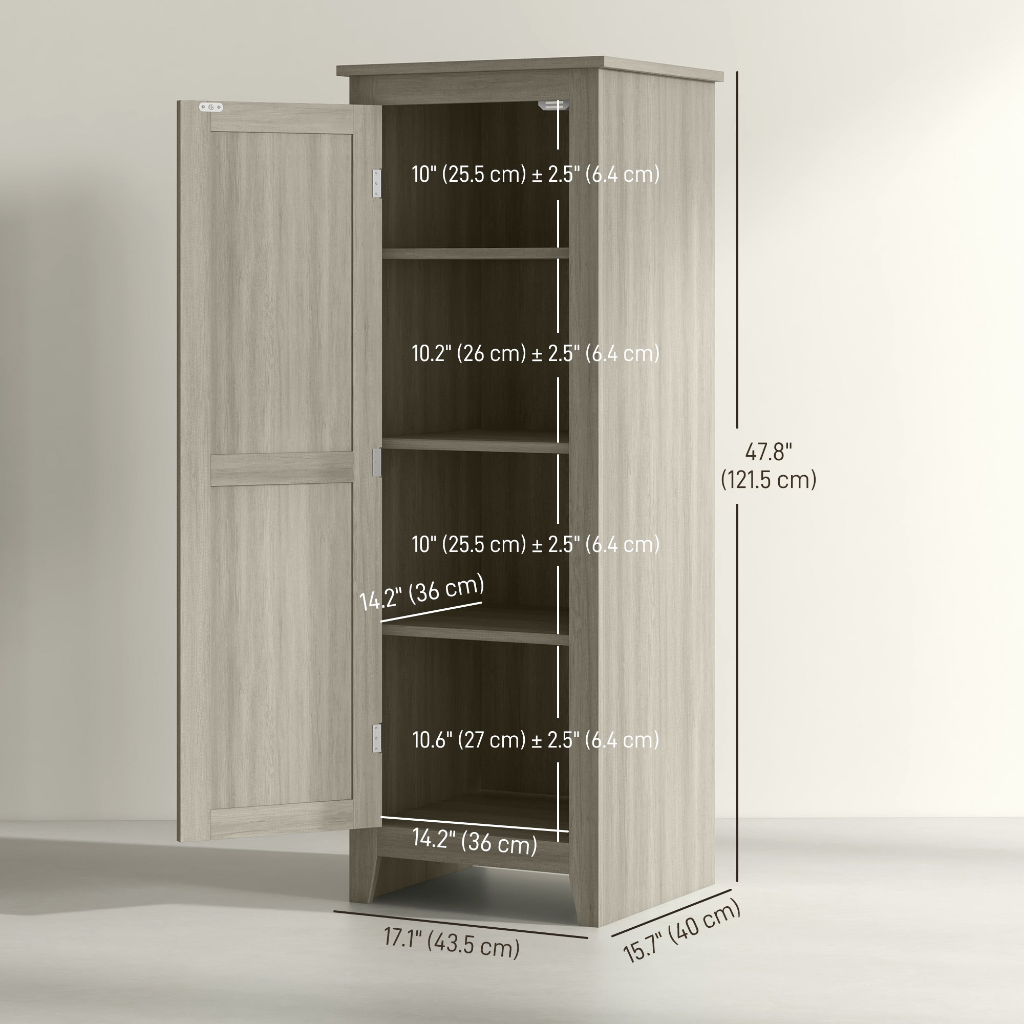 48" Kitchen Pantry Cabinet - Grey Wood Grain Barn Door-Home Furnishings > Storage & Organization > Kitchen Pantry Cabinets-DECOROLALA