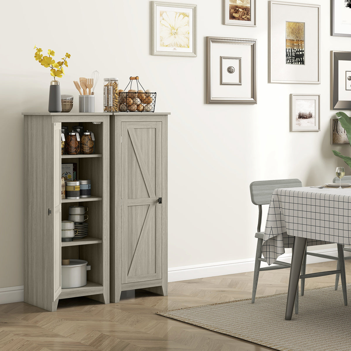 48" Kitchen Pantry Cabinet - Grey Wood Grain Barn Door-Home Furnishings > Storage & Organization > Kitchen Pantry Cabinets-DECOROLALA