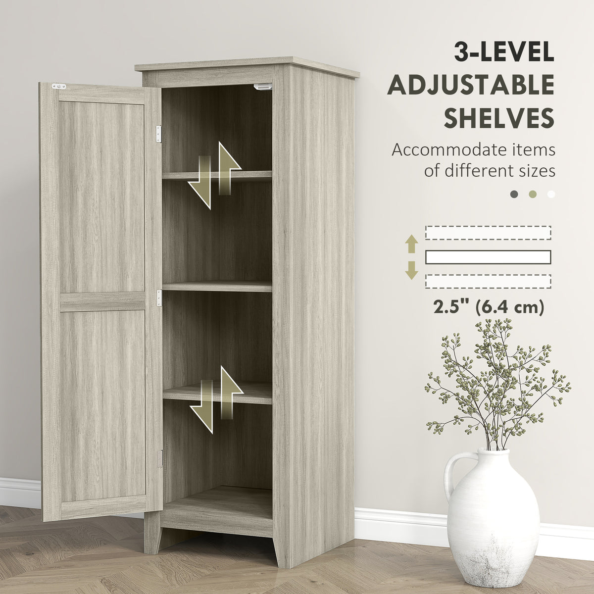 48" Kitchen Pantry Cabinet - Grey Wood Grain Barn Door-Home Furnishings > Storage & Organization > Kitchen Pantry Cabinets-DECOROLALA