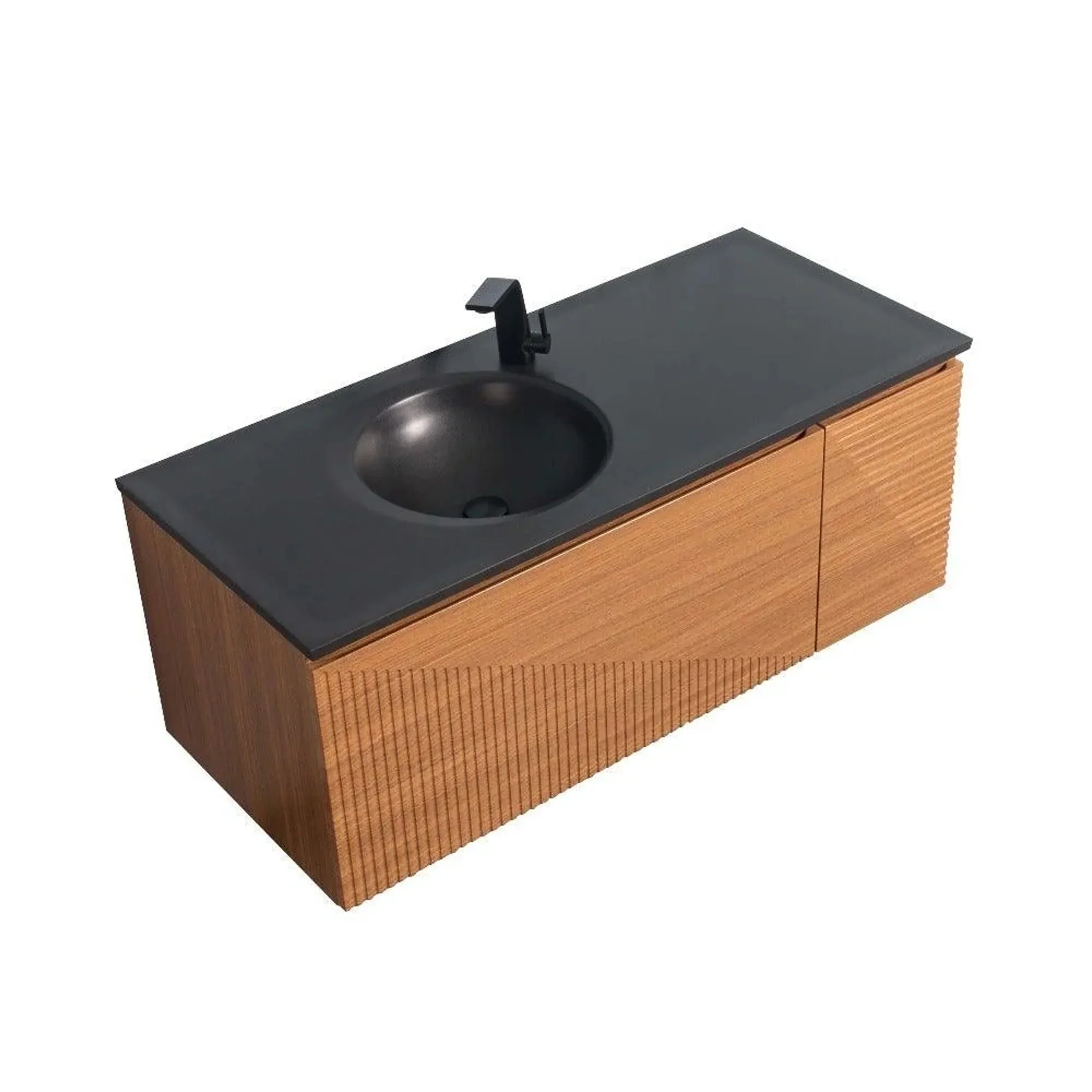 48" Light Oak Wall Mount Bathroom with Black Engineered Quartz Countertop-Migration_Bathroom Vanities-DECOROLALA