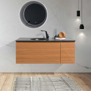 48" Light Oak Wall Mount Bathroom with Black Engineered Quartz Countertop-Migration_Bathroom Vanities-DECOROLALA