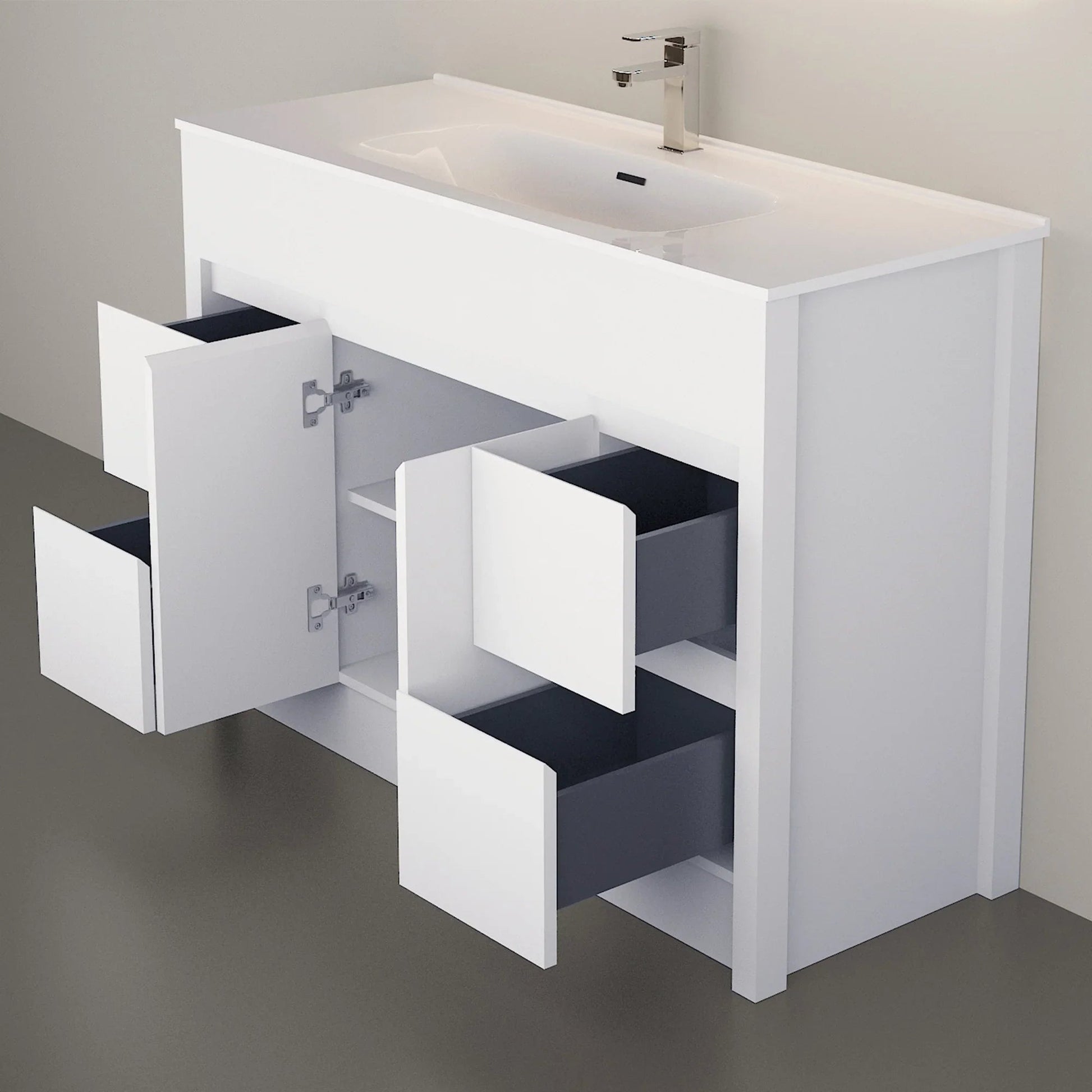 48" Matte White Freestanding Bathroom Vanity with White Ceramic Countertop-Migration_Bathroom Vanities-DECOROLALA