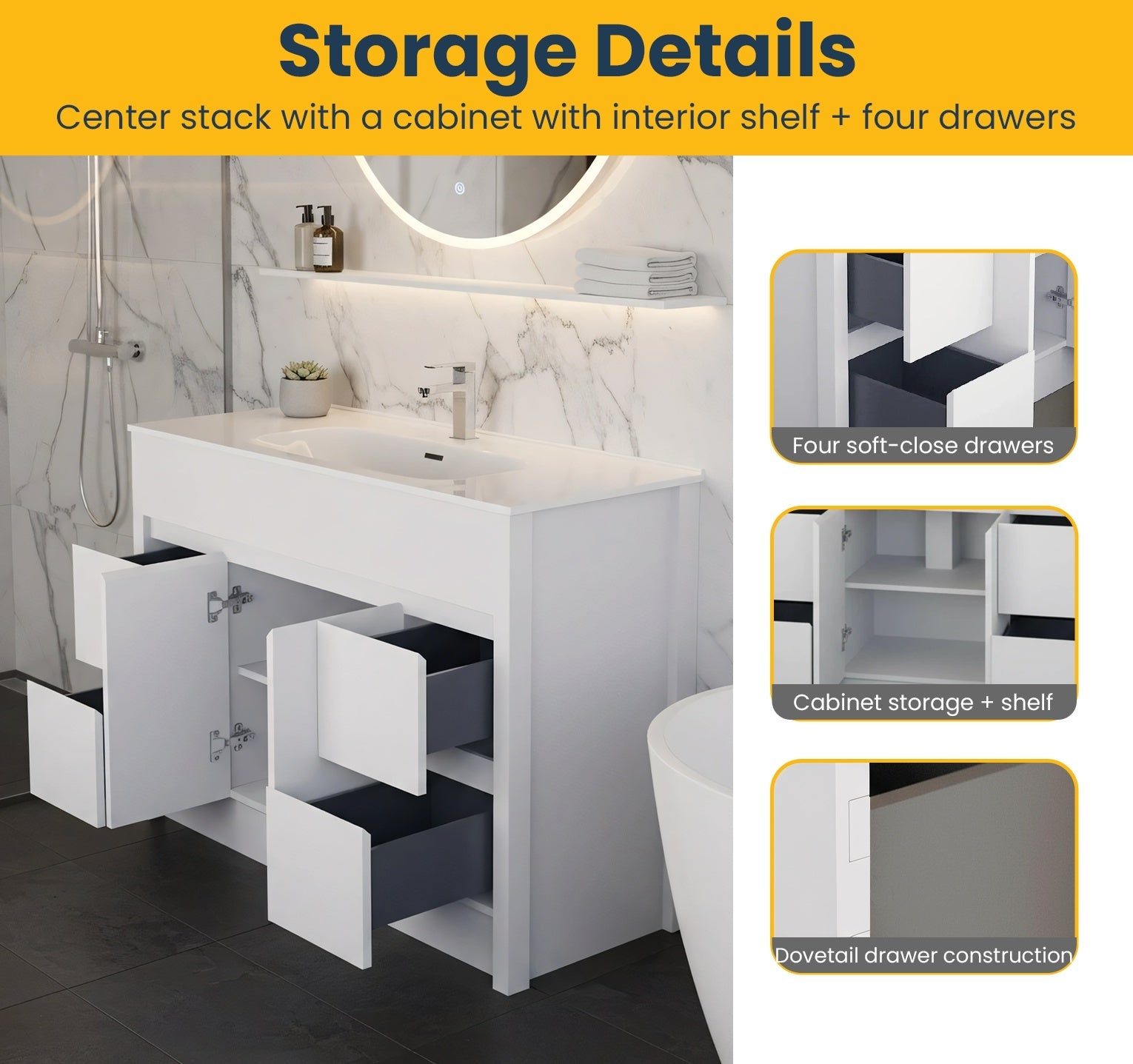 48" Matte White Freestanding Bathroom Vanity with White Ceramic Countertop-Migration_Bathroom Vanities-DECOROLALA