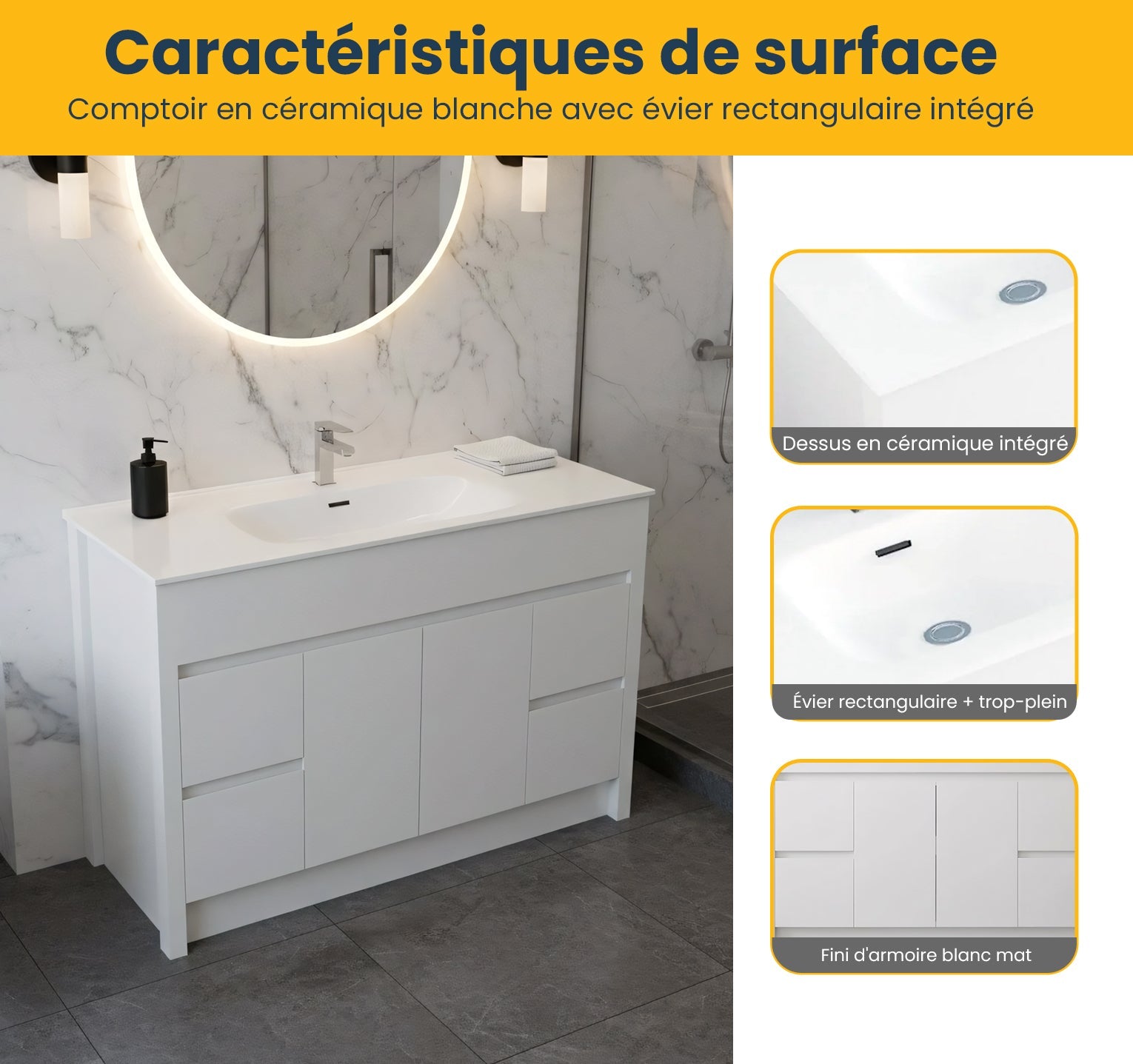 48" Matte White Freestanding Bathroom Vanity with White Ceramic Countertop-Migration_Bathroom Vanities-DECOROLALA
