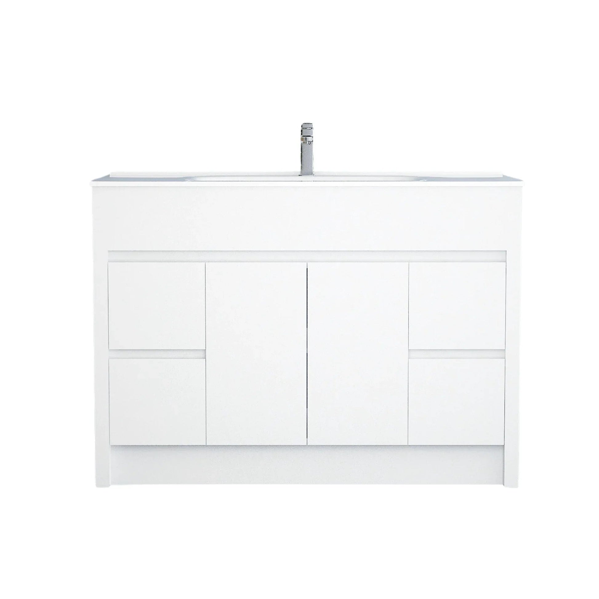 48" Matte White Freestanding Bathroom Vanity with White Ceramic Countertop-Migration_Bathroom Vanities-DECOROLALA