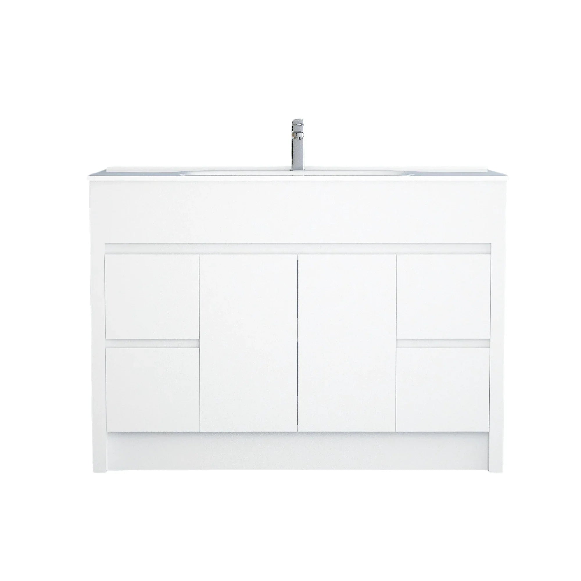 48" Matte White Freestanding Bathroom Vanity with White Ceramic Countertop-Migration_Bathroom Vanities-DECOROLALA