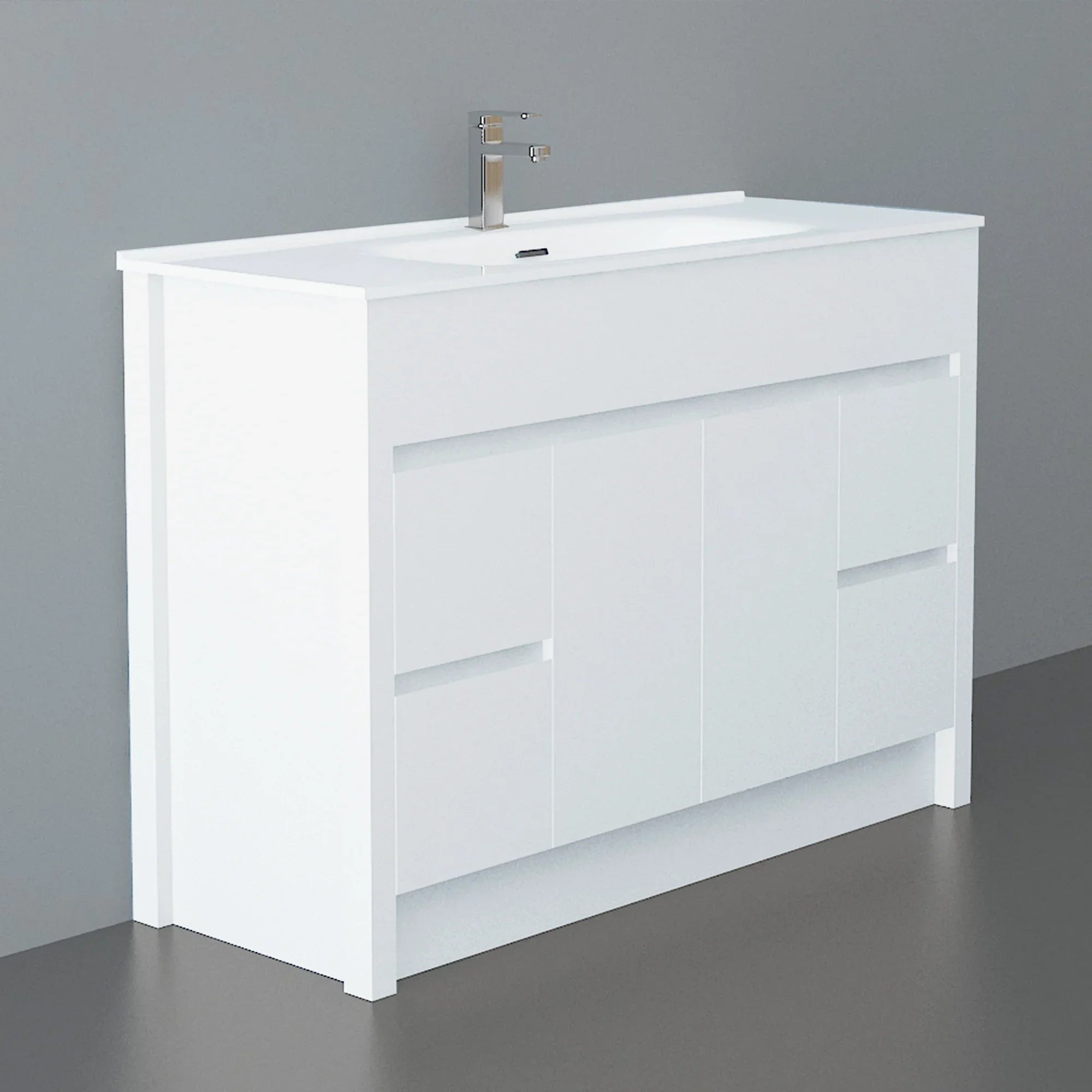 48" Matte White Freestanding Bathroom Vanity with White Ceramic Countertop-Migration_Bathroom Vanities-DECOROLALA