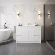 48" Matte White Freestanding Bathroom Vanity with White Ceramic Countertop-Migration_Bathroom Vanities-DECOROLALA