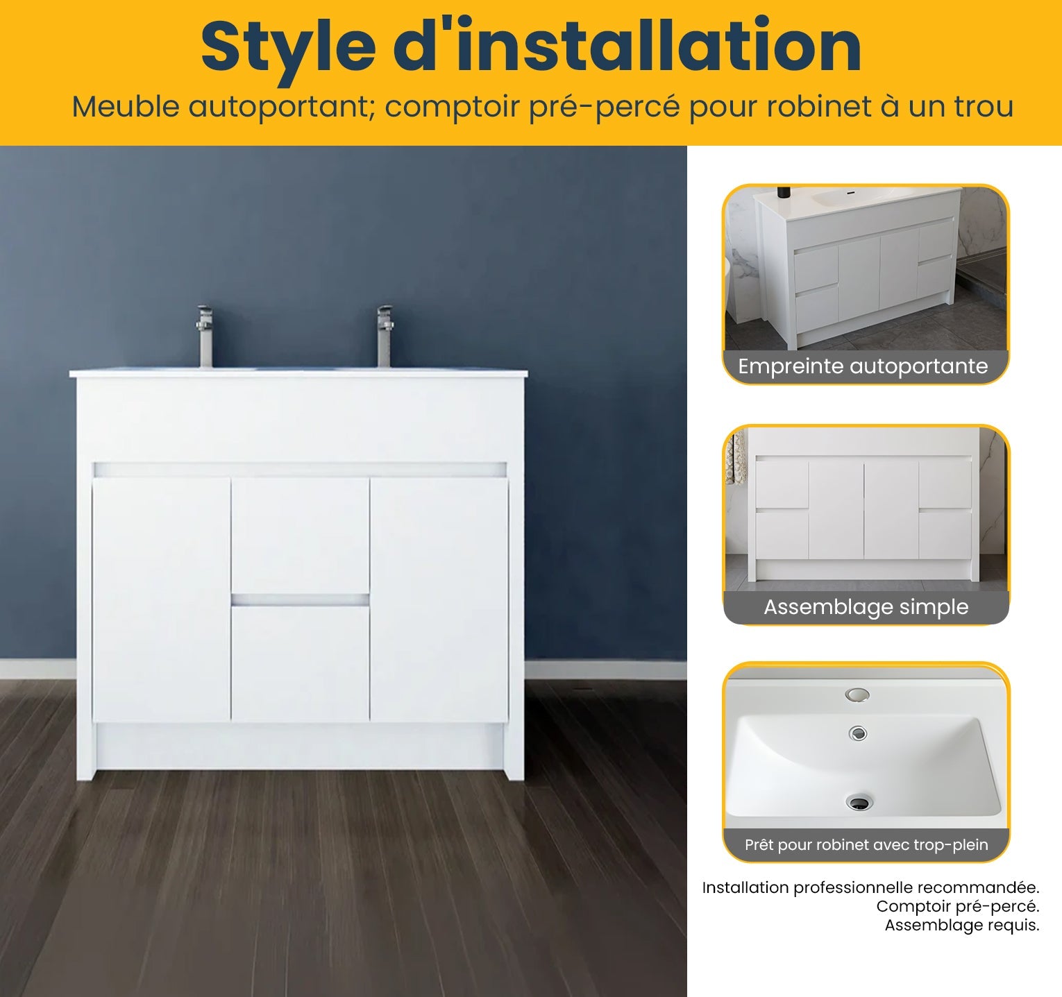 48" Matte White Freestanding Double Sink Bathroom Vanity with White Ceramic Countertop-Migration_Bathroom Vanities-DECOROLALA