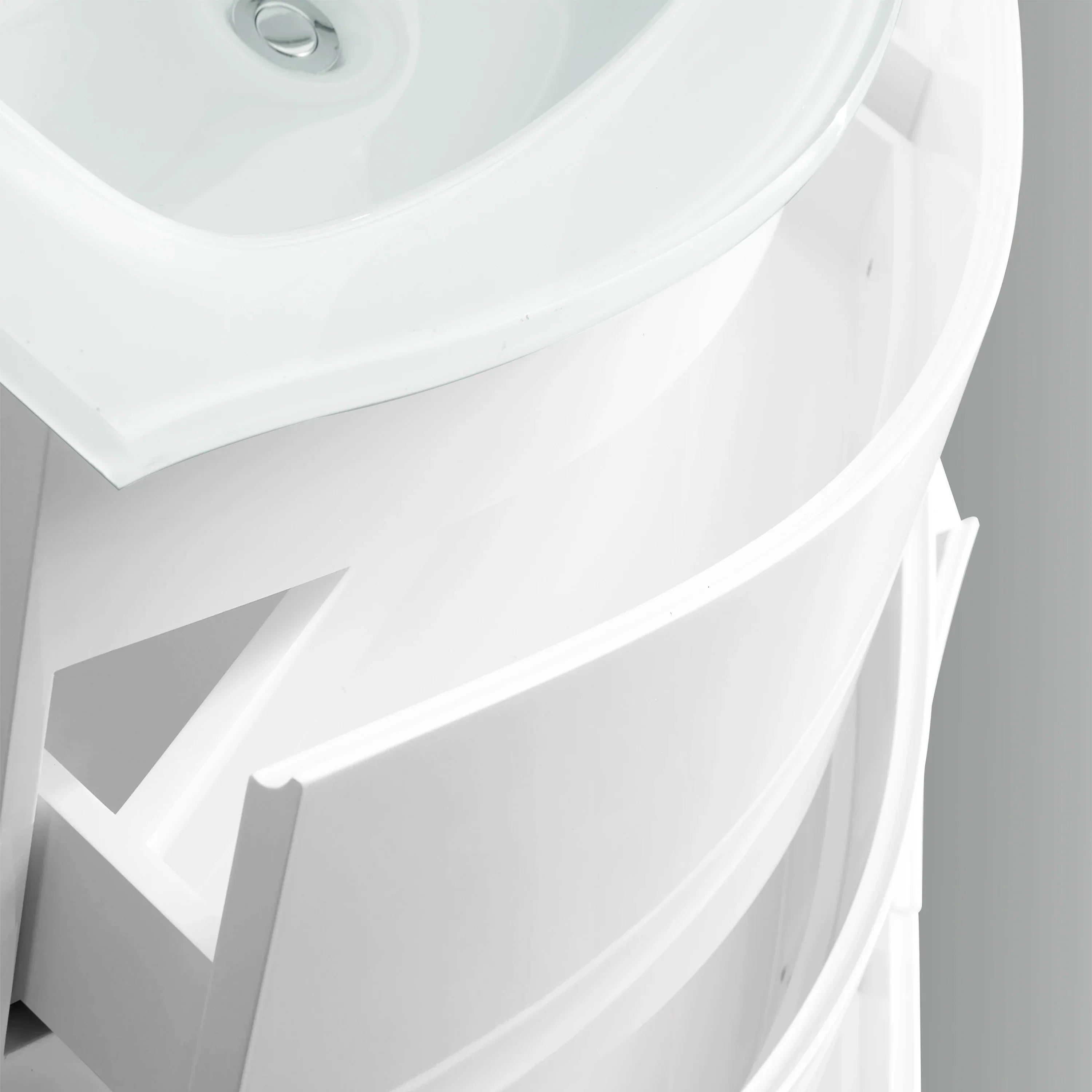 48" Matte White Freestanding Single Sink Bathroom Vanity with White Glass Countertop-Migration_Bathroom Vanities-DECOROLALA