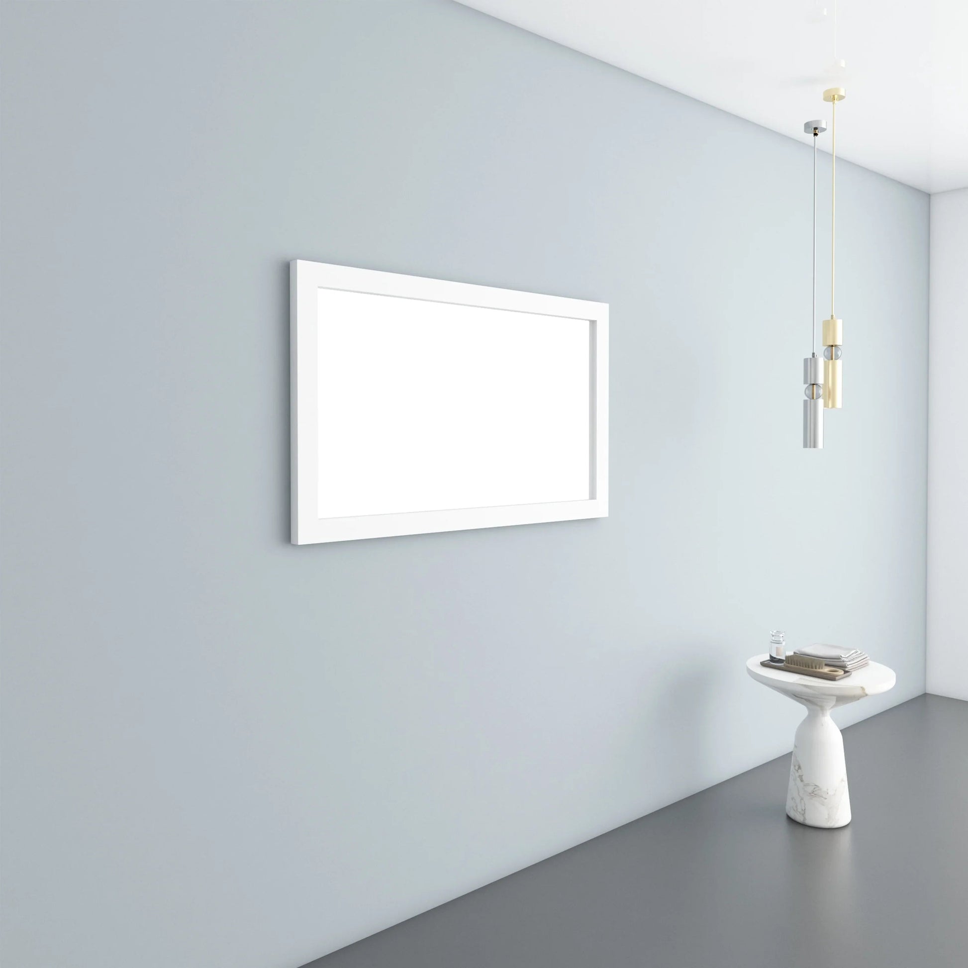 48" Matte White Rectangular Framed Bathroom Mirror-Migration_Mirrors-DECOROLALA