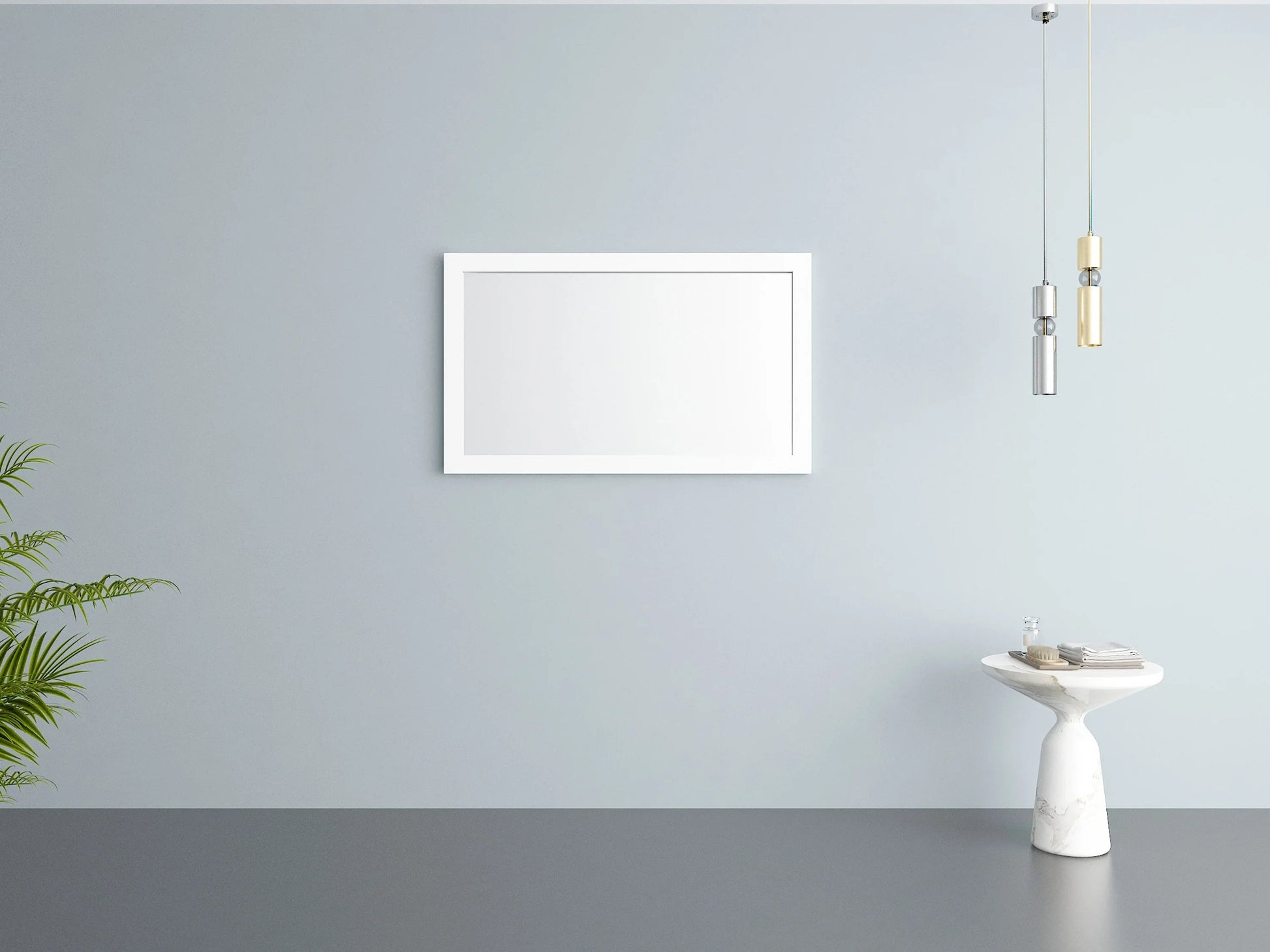 48" Matte White Rectangular Framed Bathroom Mirror-Migration_Mirrors-DECOROLALA