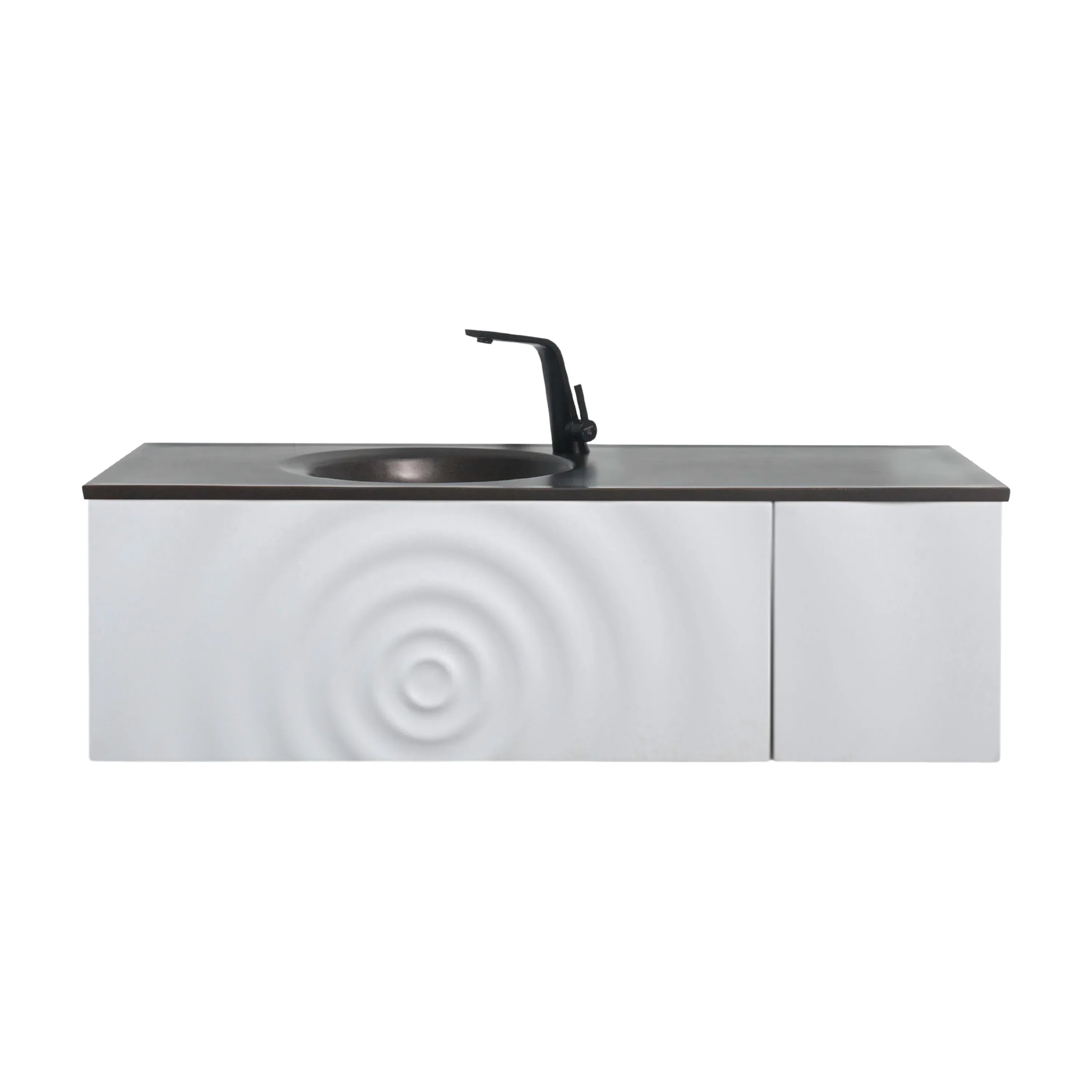 48" Matte White Wall Mount Bathroom Vanity with Black Engineered Quartz Countertop-Migration_Bathroom Vanities-DECOROLALA