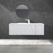 48" Matte White Wall Mount Bathroom Vanity with Matte White Solid Surface Countertop-Migration_Bathroom Vanities-DECOROLALA