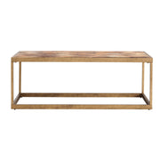 48" Natural And Natural Brown Solid Wood And Metal Rectangular Coffee Table-Coffee Tables-DECOROLALA