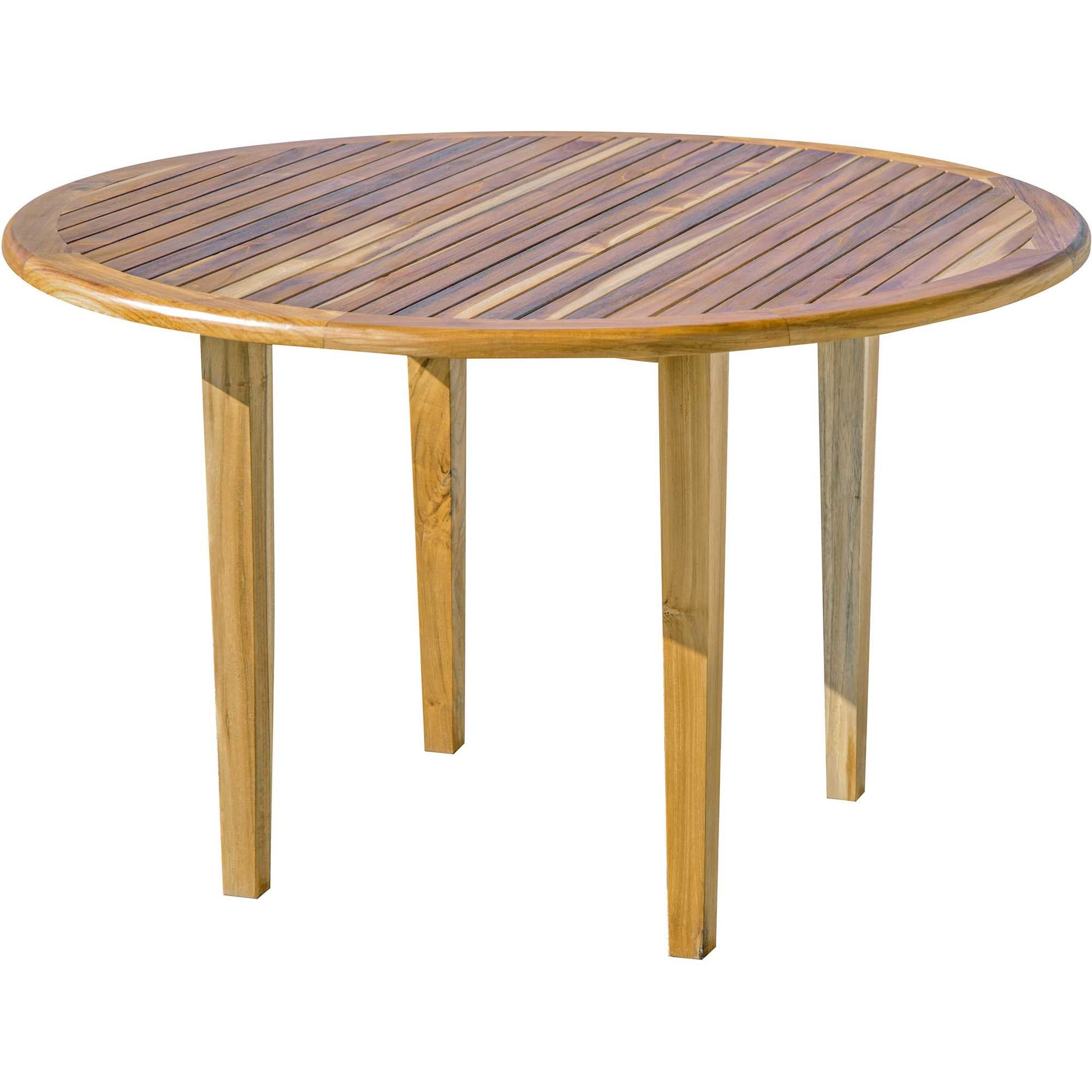 48" Natural Rounded Solid Wood Outdoor Dining Table-Outdoor Tables-DECOROLALA