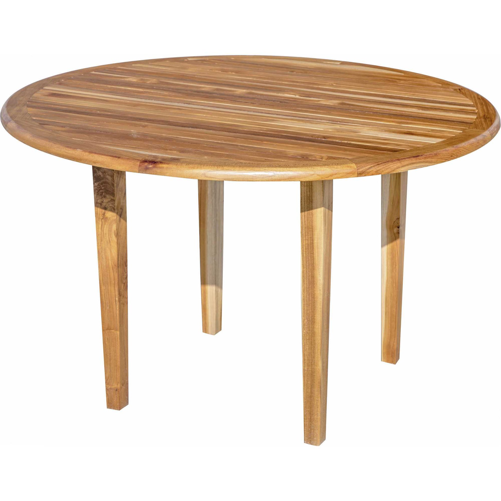 48" Natural Rounded Solid Wood Outdoor Dining Table-Outdoor Tables-DECOROLALA