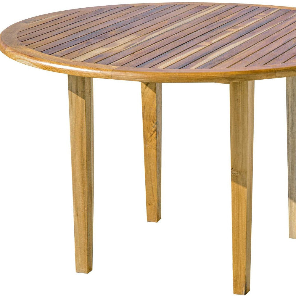48" Natural Rounded Solid Wood Outdoor Dining Table-Outdoor Tables-DECOROLALA