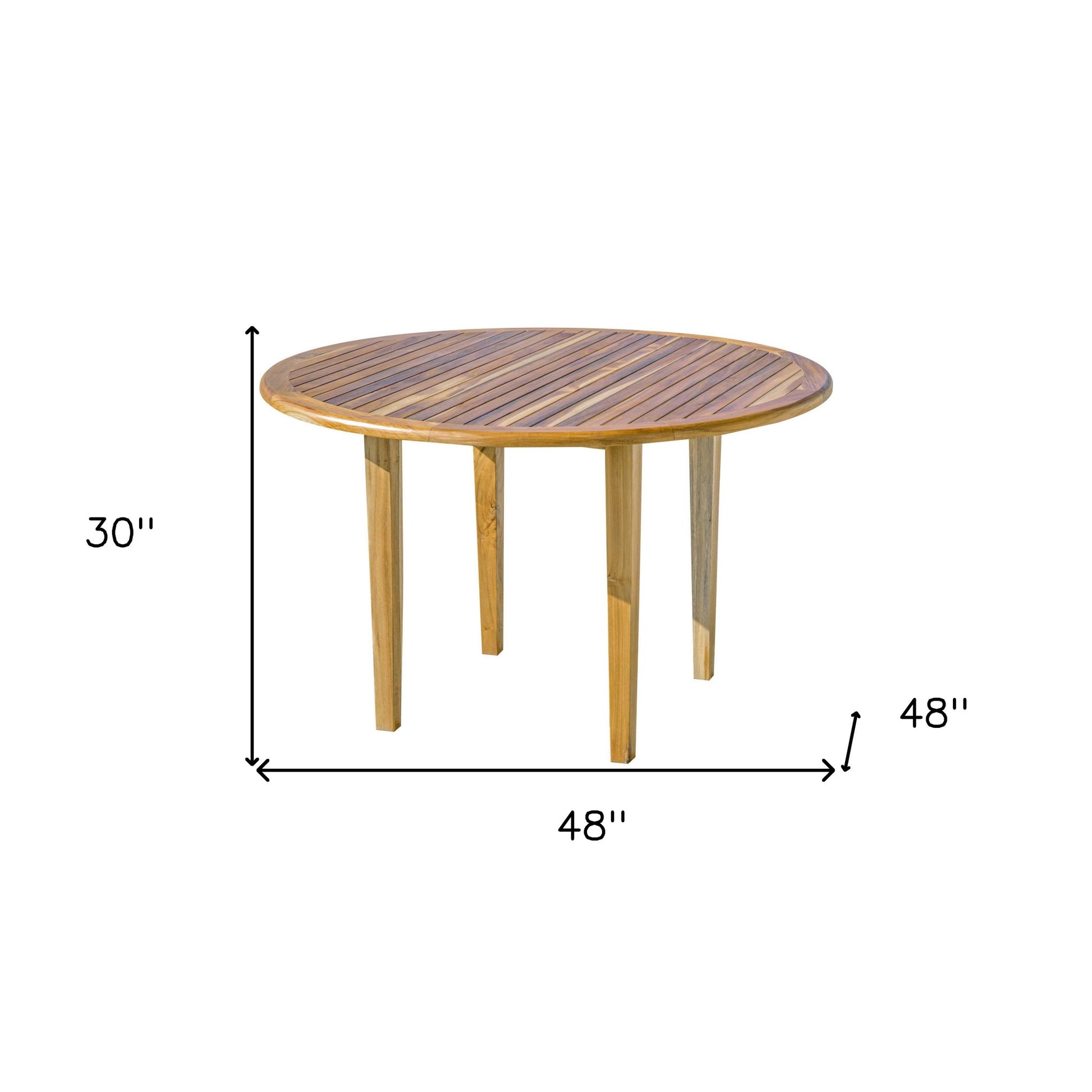 48" Natural Rounded Solid Wood Outdoor Dining Table-Outdoor Tables-DECOROLALA