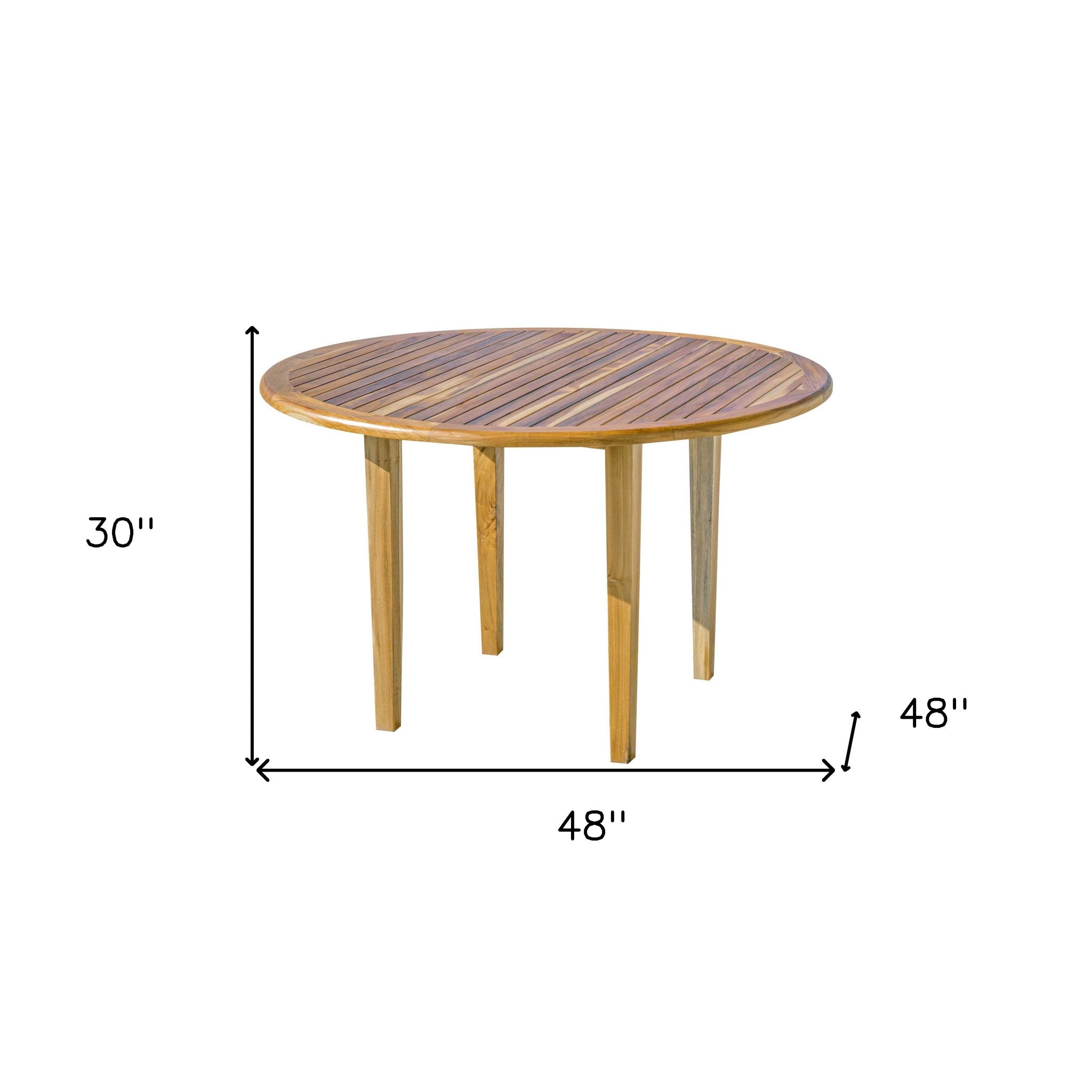 48" Natural Rounded Solid Wood Outdoor Dining Table-Outdoor Tables-DECOROLALA