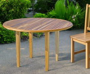48" Natural Rounded Solid Wood Outdoor Dining Table-Outdoor Tables-DECOROLALA