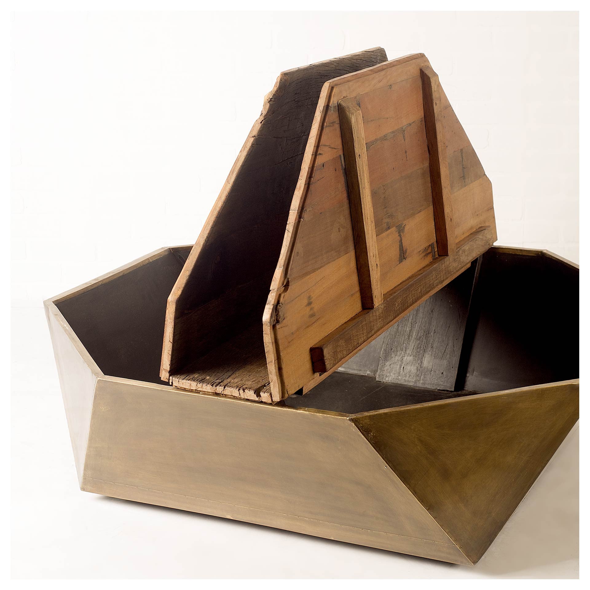 48" Natural Solid Wood Octagon Distressed Lift Top Abstract Coffee Table-Coffee Tables-DECOROLALA