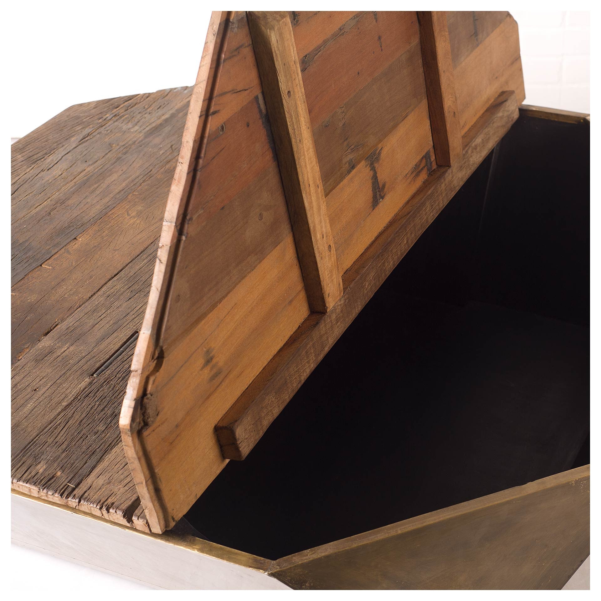 48" Natural Solid Wood Octagon Distressed Lift Top Abstract Coffee Table-Coffee Tables-DECOROLALA