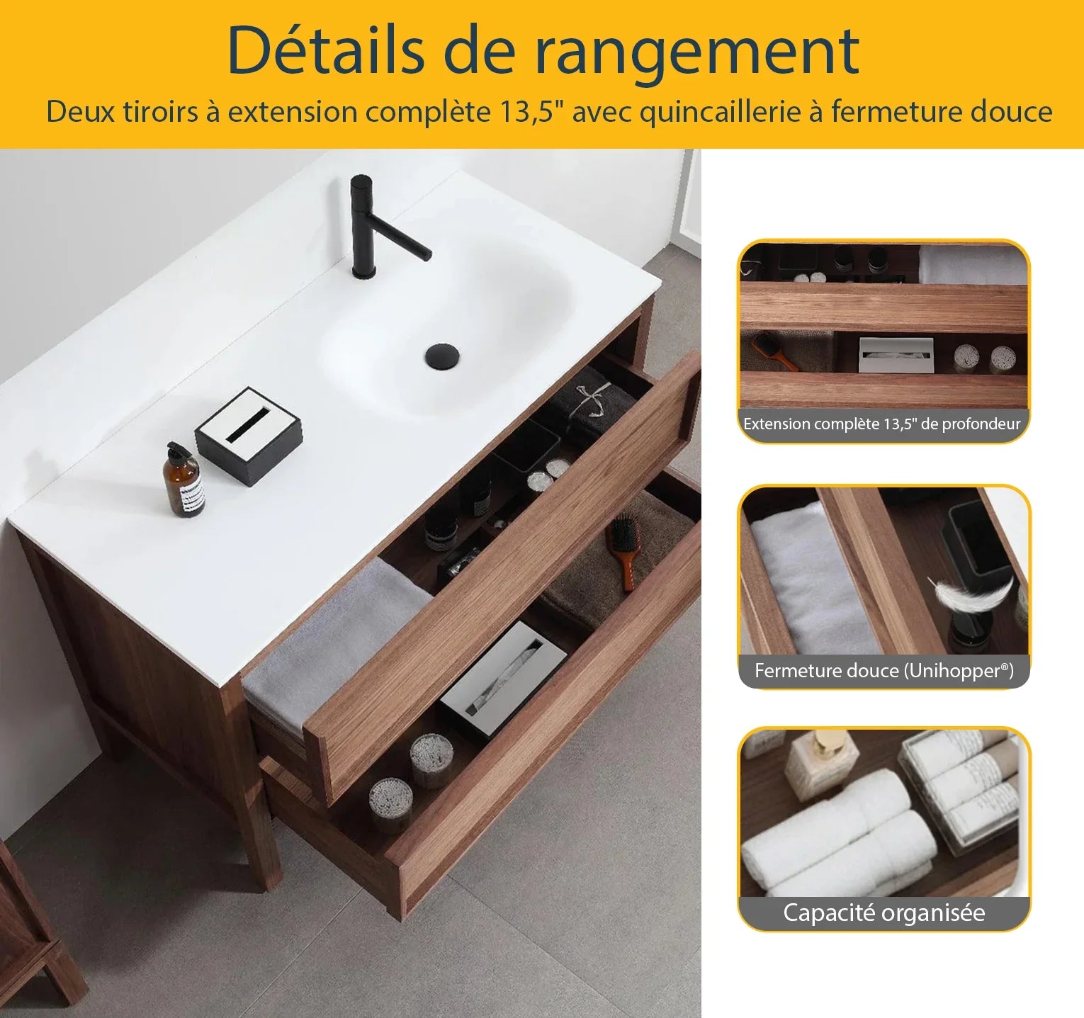 48" Natural Walnut Freestanding Single Sink Bathroom Vanity with White Solid Surface Countertop-Migration_Bathroom Vanities-DECOROLALA