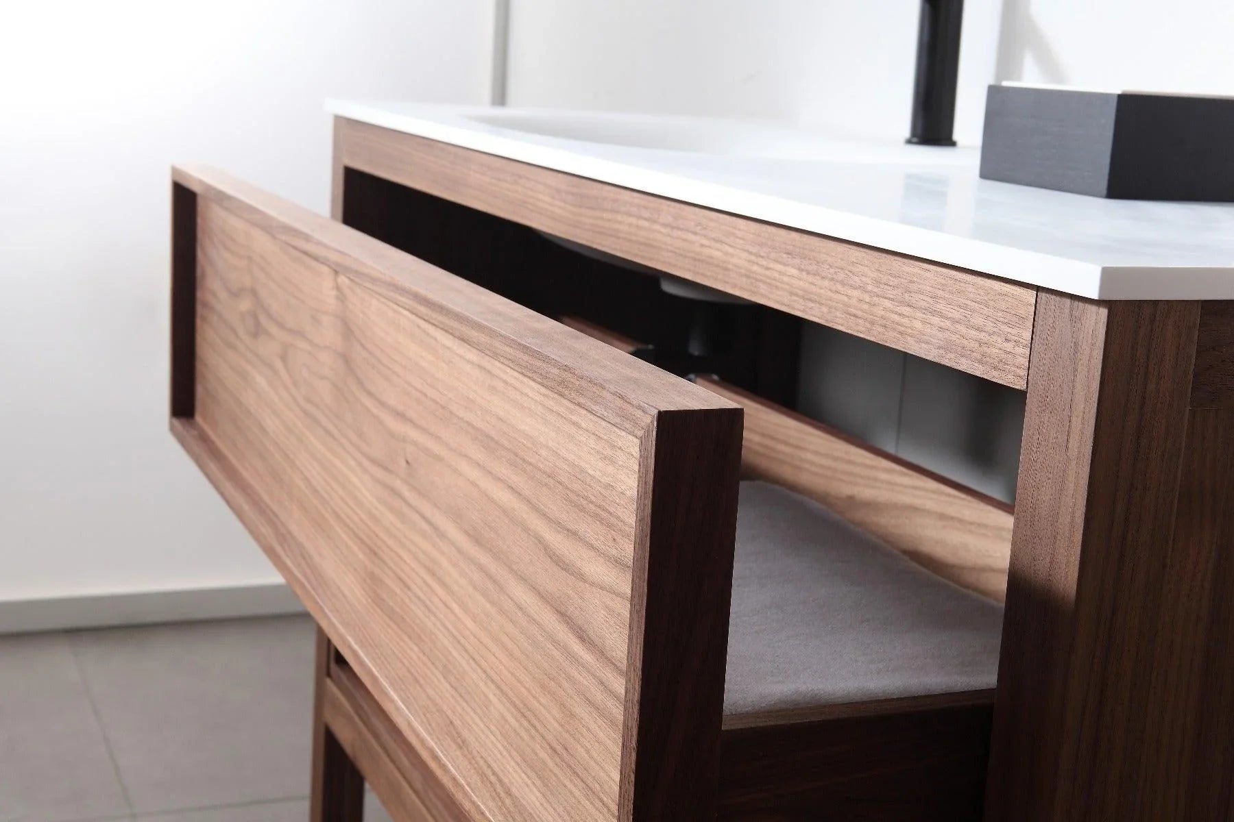 48" Natural Walnut Freestanding Single Sink Bathroom Vanity with White Solid Surface Countertop-Migration_Bathroom Vanities-DECOROLALA