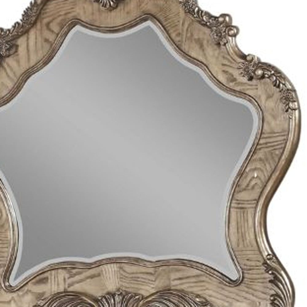 48" Oak Abstract Wood Framed Mounted Dresser Mirror-Mirrors-DECOROLALA