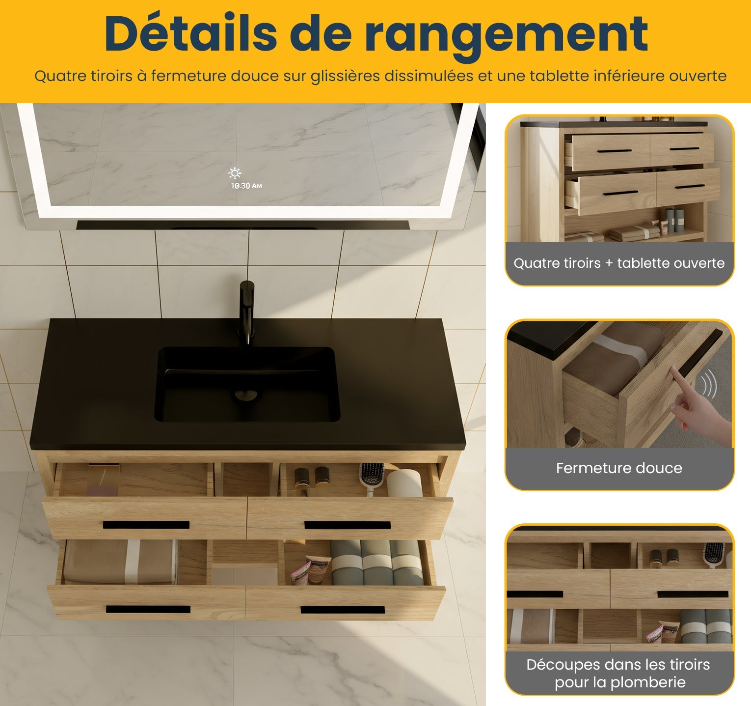 48" Rough Oak Freestanding Bathroom Vanity with Black Engineered Quartz Countertop-Migration_Bathroom Vanities-DECOROLALA