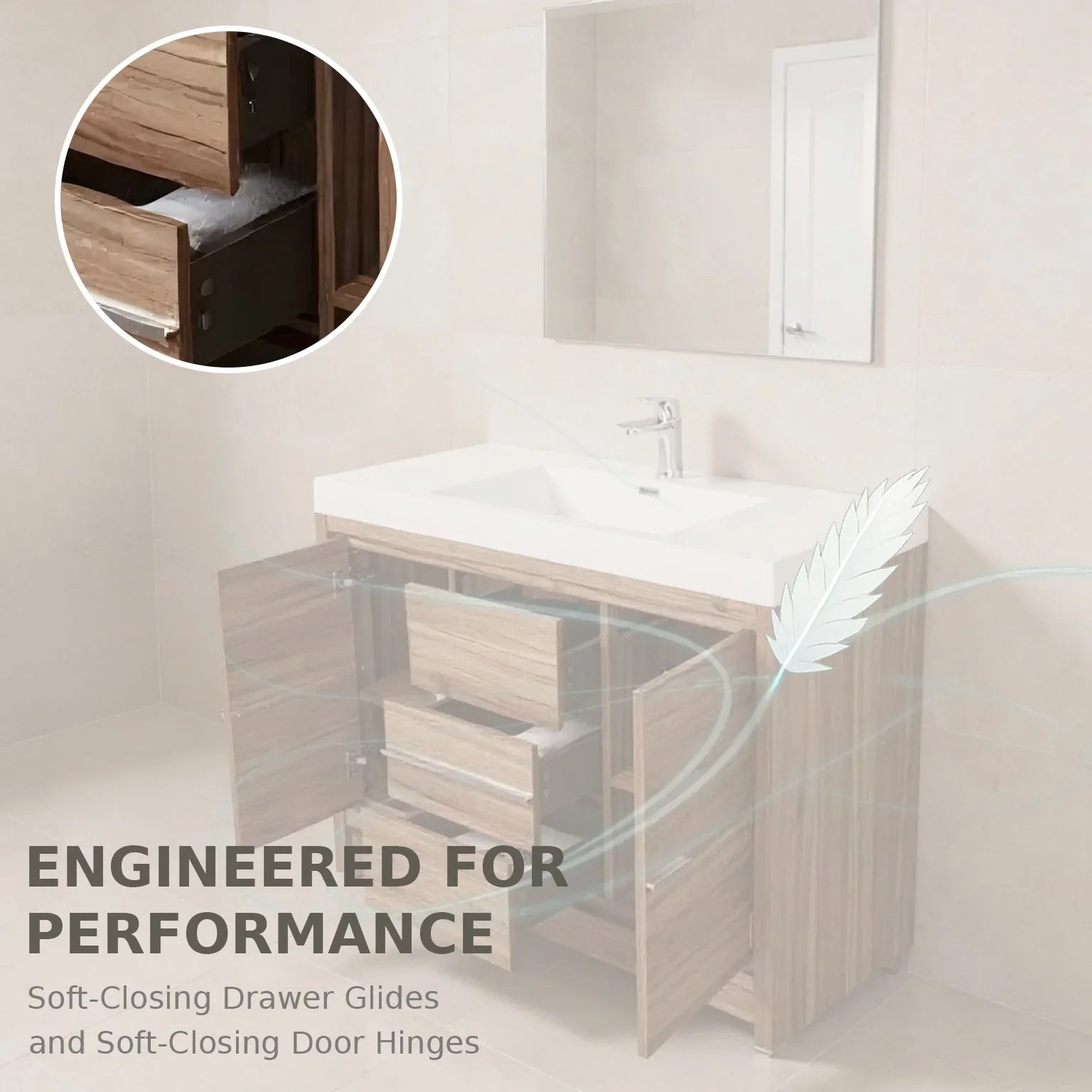 48" Rough Oak Freestanding Single Sink Bathroom Vanity with White Ceramic Countertop and Black Metal Frame-Migration_Bathroom Vanities-DECOROLALA